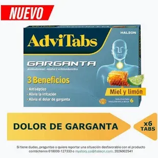 ADVITABS GARGANTA MIEL Y LIMON 6TBS